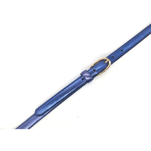 Thin Fashion Mini Fake Leather PU Belt For Garment Adjustble Length Blue Color
