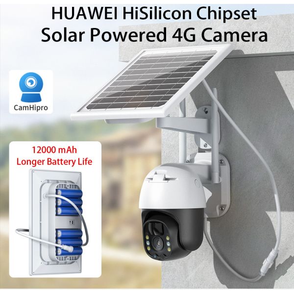 2MP 4G CCTV Солнечная камера Наблюдение за безопасностью на открытом воздухе Двусторонние аудио солнечные панели