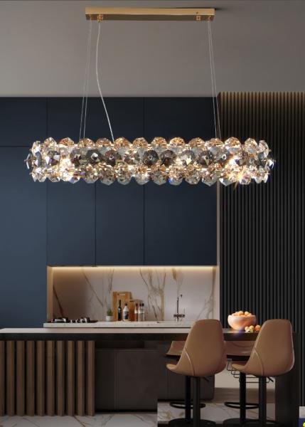 Smoke gray crystal chandelier for living room round hanging lamp decorative lights for room(WH-CY-233)
