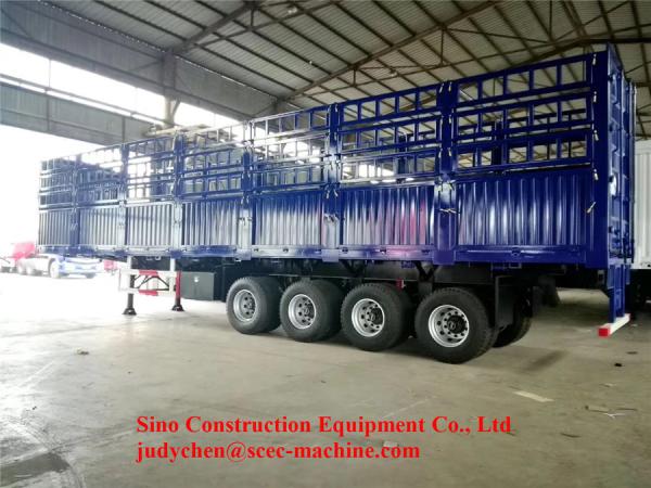 Blue Heavy Duty 4 Axle Semi Trailer 65 Ton Fence Type Semi Cargo Trailer