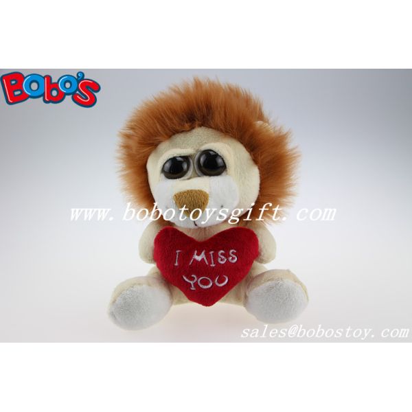 Small Size Stuffed Lion Animal With Big Eyes And Heart Pillow