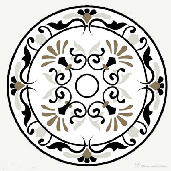 Multi Color Interior Marble Floor Medallions Luxury Looking Water Jet Cutting Stone Carving Sculpture