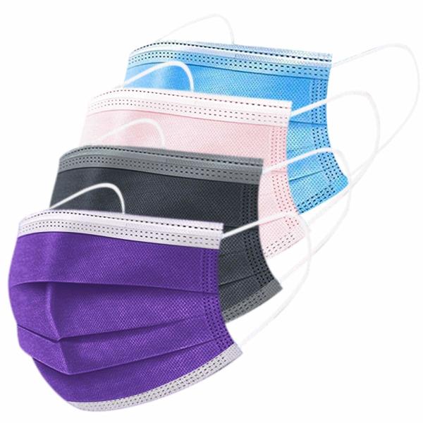 White list S&J Factory CE approved China medical mask supplier Type IIR 3ply 4ply disposable purple face mask medical earloop
