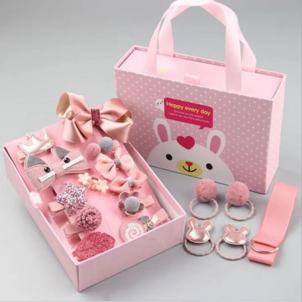 Japan Korea new kids baby girls hair accessories 18 sets gift box cute little princess baby hairpin baby hairban