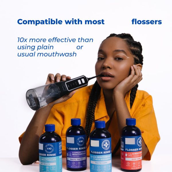 Enjuague bucal concentrado para irrigador dental, sabor a menta, paquete de 2, 33.8 fl oz
