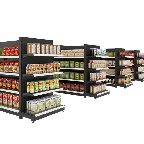 Double Side Grocery Retail Store Gondola Shelving Steel Supermarket Display Shelves