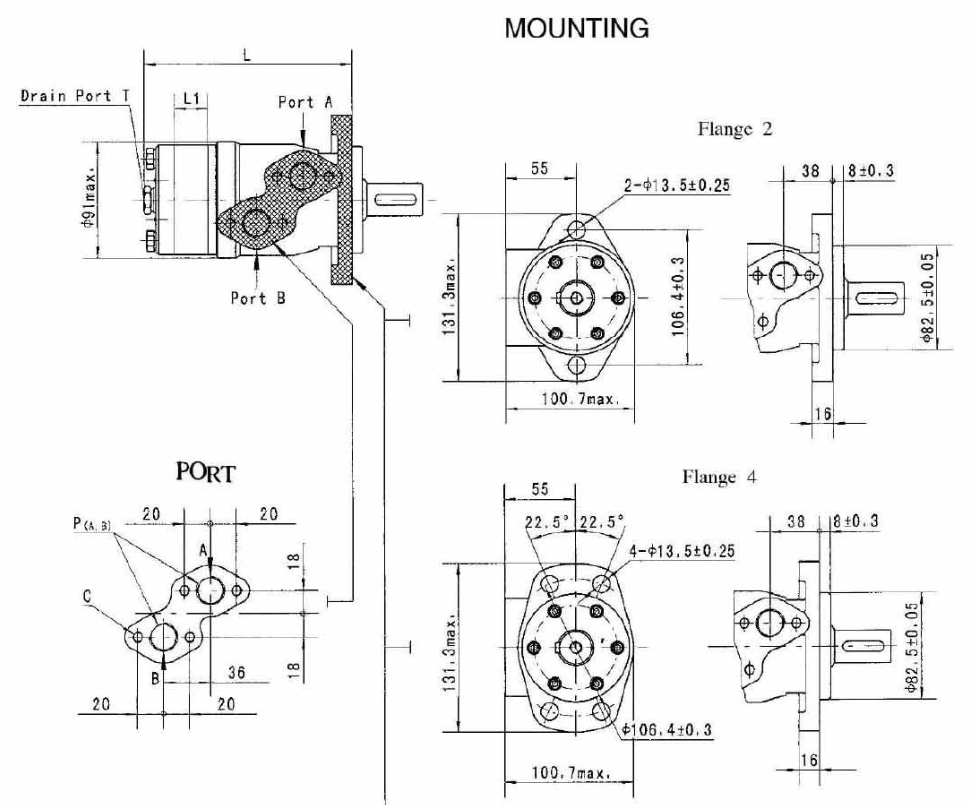 Black Industrial Hydraulic Motor , BMP Hydraulic Motor BMP 250 BMP 315 BMP 400