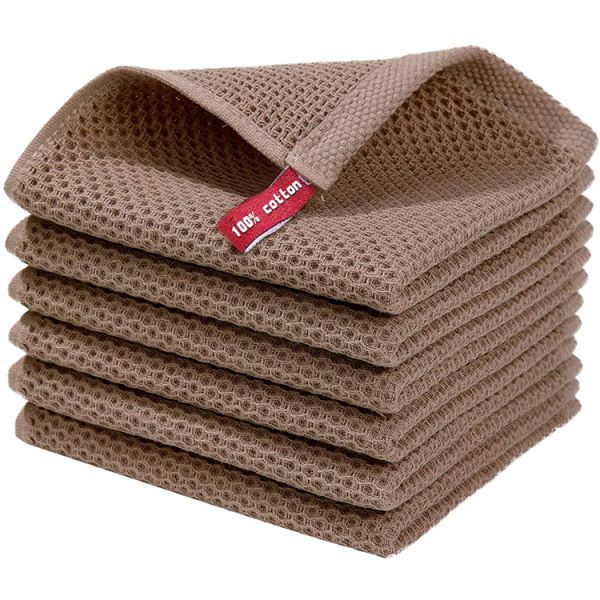Cotton Waffle Weave Kitchen Dish Cloths Absorbent Quick Drying 12x12 Inches