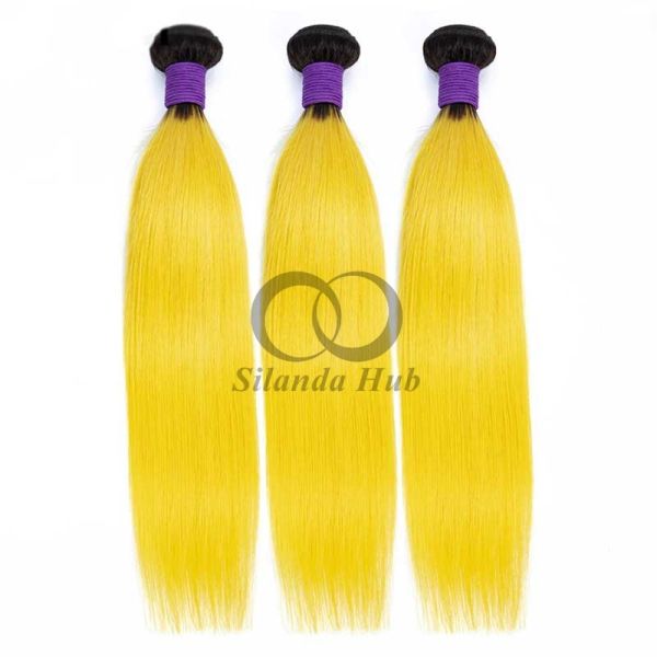 #T1B/Yellow Straight Remy Human Hair Bundles Sew In Weave Bundles Brazilian Bundle Deals