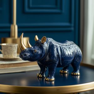 Indoor Custom Resin Sculpture Customized Rhino Garden Ornament For Hotel
