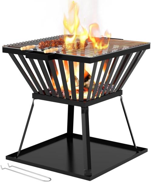 Aquecimento externo Trapezoide Metal Fogão a lenha com churrasco e acabamento de piquenique