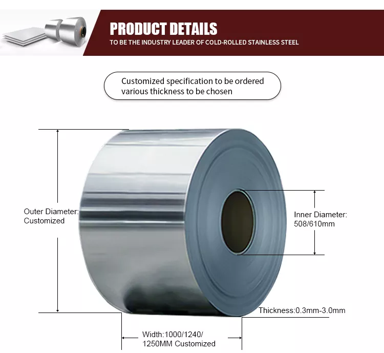 6K 304 201 Stainless Steel Coil 430 0.3 - 3.0mm Cutting Cold Rolled