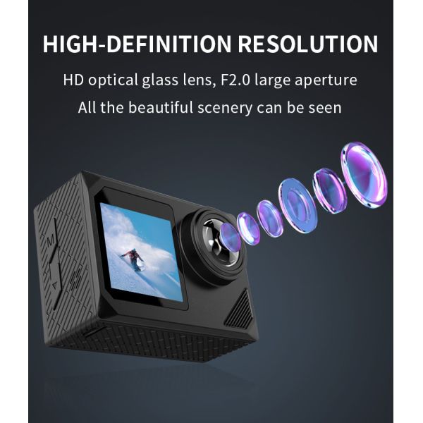 Wireless Selfie 1080P Sports Camera 400mAh Dual Screen Action