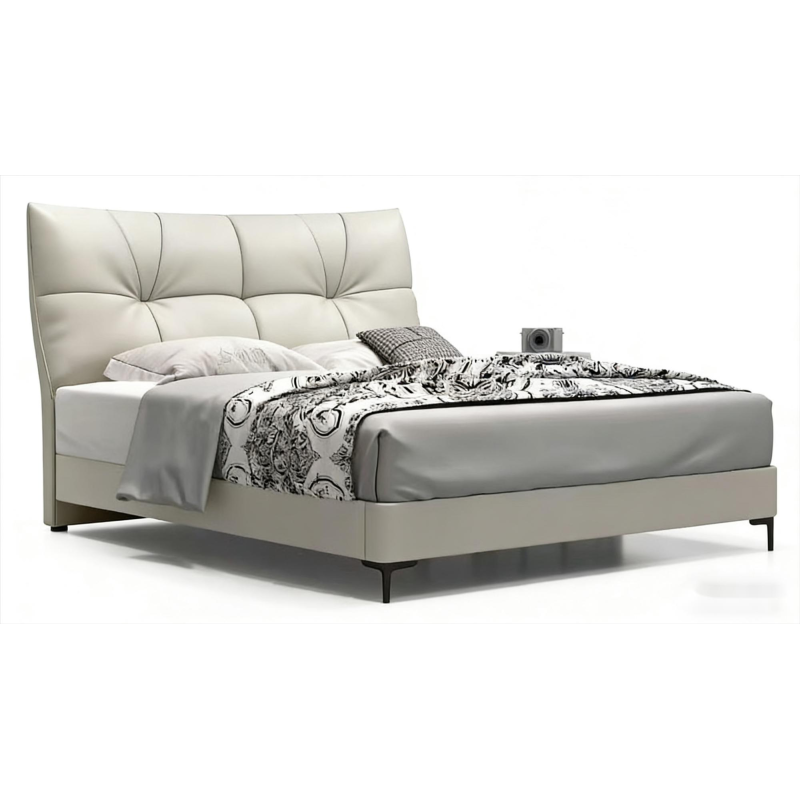 Natural Wood Finish Villa Custom High-Grade Full Leather Bed