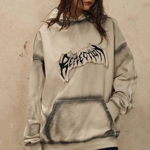 500gm Tricoteado Patch Oversized Embroidery Logotipo Vintage Homem pullover com capuz suéter masculino