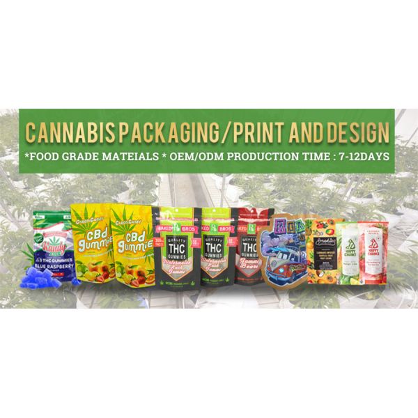 3.5G Plastic Edible Heat Sealable Mylar Bags With Zipper Customized Size