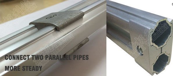 Aluminum Alloy Sandblasting Parallel Holder Pipe Connector Silver White For Workbench Frame