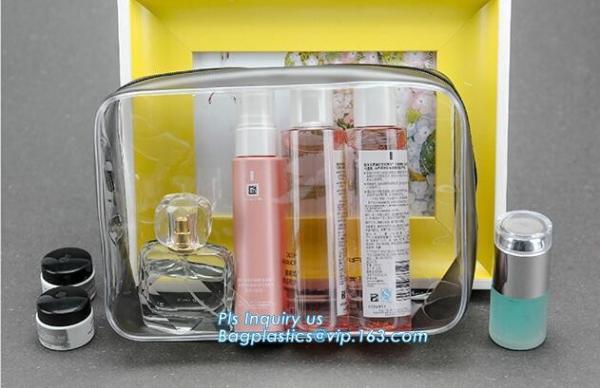 Promotion 25s heat seal clear transparent pvc cosmetic bag plastic bag, lady custom cosmetic bag travel makeup beauty ba