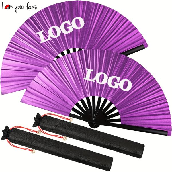 Hot Sale Custom Printed Rave Fan 33cm Large Holding Fan for EDM Party/Promotion/Bulk Order