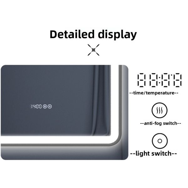 Modern LED Bathroom Vanity Mirror Touch Switch Wall-Mounted Illuminated Shelf for Storage for Apartment Villa Decor Makeup