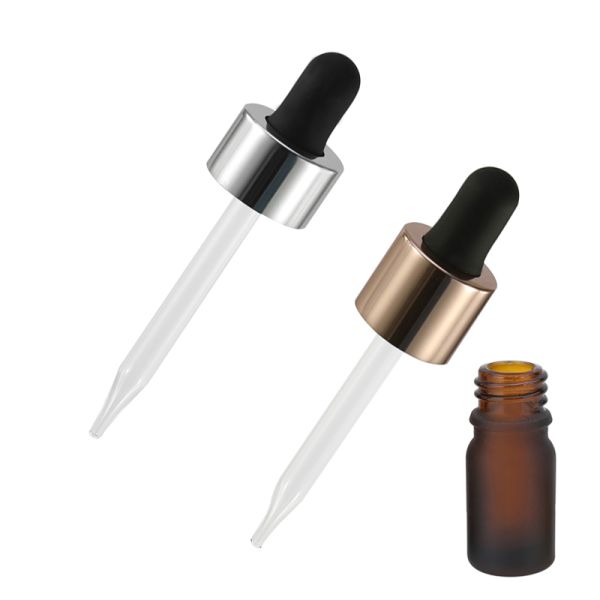 Golden Silver Plastic Essential Oil Dropper Tops K1007 15ml 30ml Recyclable