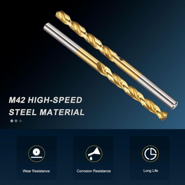 M42 Cobalt Drill Bit Set For Stainless Steel TiN Coated Hss Jobber 135° Split Point