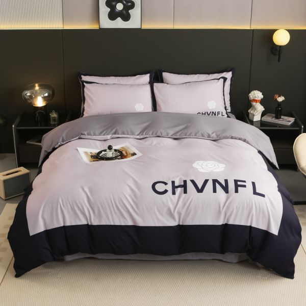 50 conteúdo de tecido de algodão escovado 4 em 1 conjunto de roupas de cama branco King Size cobertor de cobertor lençol de cama