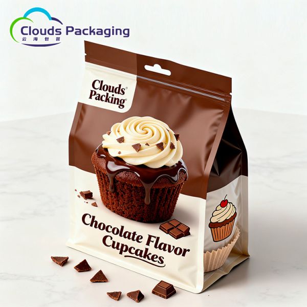 Flat Bottom Plastic Zipper Packaging Bags Customized For Cake Dessert