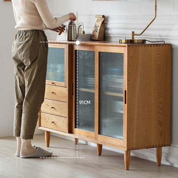 Multi-layer Kitchen Rack for Floor Storage of Home Appliances and Microwave Oven Made of MANGO Wood