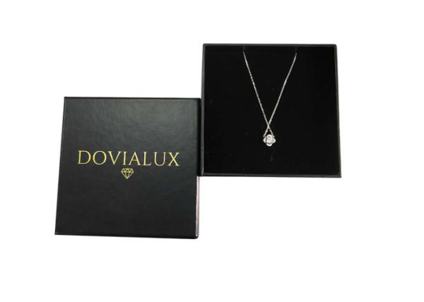 Black Jewelry Paper Gift Box Cardboard Necklace Packaging Lightweight With Sponge