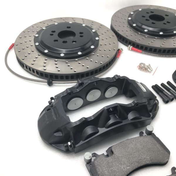 Aluminum 6 Pot Brake Kit T6 Alloy Black Drilled And Slotted Rotors 410*36mm