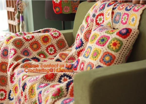 Nordic Hand-woven crochet hook Daisy striped blanket, Cashmere knitted blanket, sofa blank