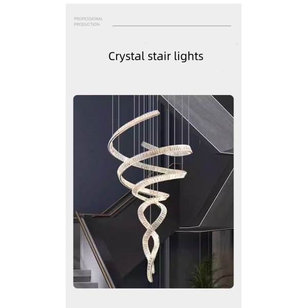 JYLIGHTING Lustre en cristal de luxe pour escalier, pour villa, décoration de mariage, salon, suspension lumineuse LED, lustre en cristal