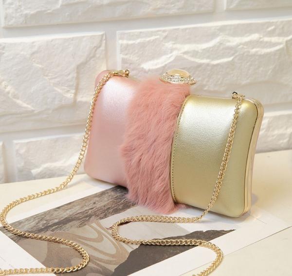 2016 new phone bag plush Night female fashion evening bag hit the color tide mini shoulder diagonal package