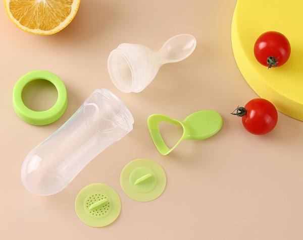 Silicone Squeeze Bottle Spoon Toddler Baby Food Dispensing Spoon Rice Paste Squeeze Feeder Baby Bottle With Spoon