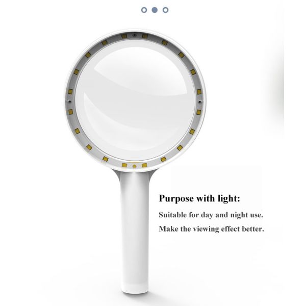 Illuminated Magnifying Glass 3 Modes Led Handheld 4in Large 30X Square Plastic