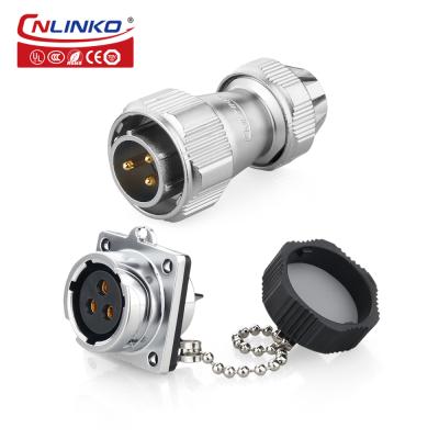 CNLINKO M20 Waterproof Circular Connector 12v Battery Plug Socket 3 Pin Connector