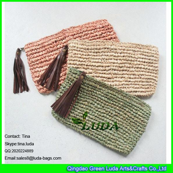 LUDA lady cosmetic bags fashion crochetting paper straw handbags purses