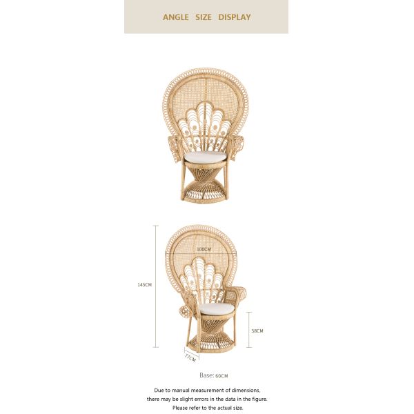 Wooden Rattan Arm Chair Outdoor Wicker Peacock Furniture