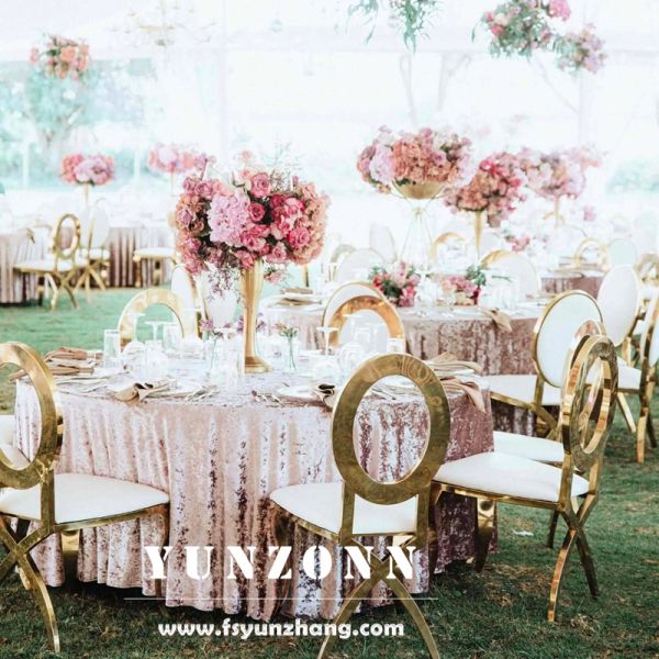Luxury Gold Rustic Wedding Event Chair for Bride and Groom Modern Metal Banquet or Restaurant Chair