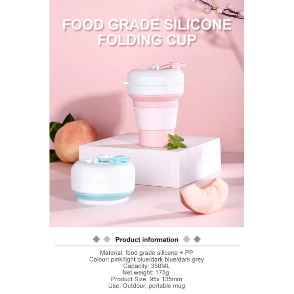Phthalates Free 12 OZ Silicone Foldable Travel Mug