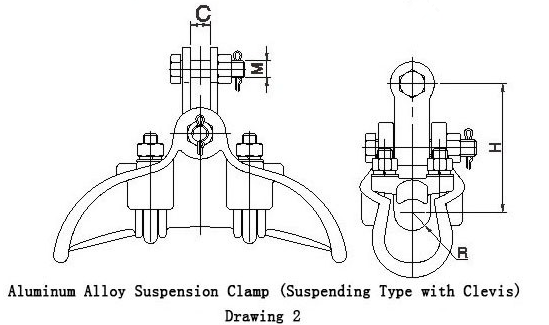 Aluminum Alloy Cable Suspension Clamp 500KV CGF Type Easily Operating