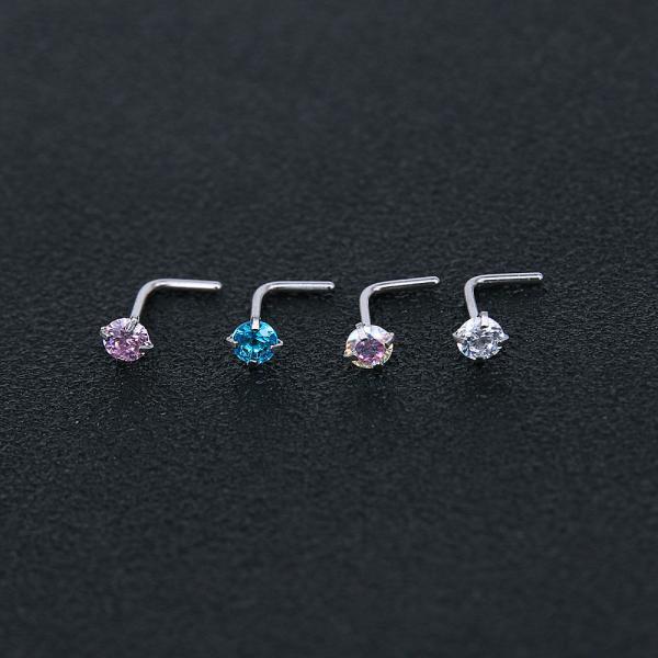 Heart Nose Stud l Shape Stainless Steel Crystal Rhinestone Nose Piercing Jewelry Nose Rngs And Studs