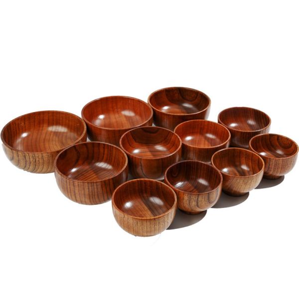 Eco Friendly Wooden Tableware Natural Wooden Bowls for Family/Restaurant Return refunds