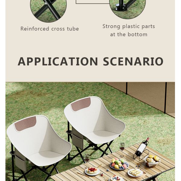 Silla de campamento de metal luna 150KG Capacidad 600D Tejido de Oxford