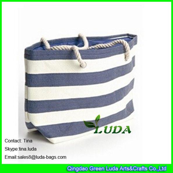 LUDA handmade bags navy blue striped cheap paper straw hand bags