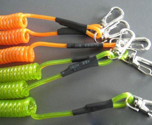 Snap hook&key ring ends combination key keeper coil tether fashion blue lanyard cables