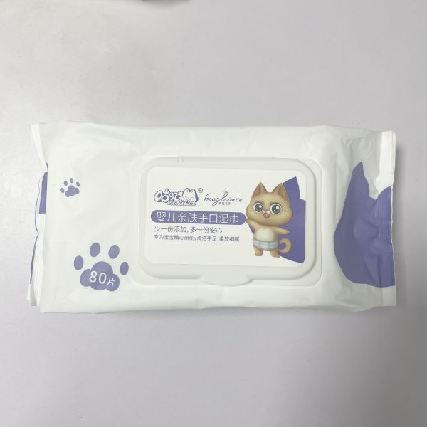 Pure Water Biodegradable Non Woven Fabric Unscented Wet Wipes 80pcs For Baby Care