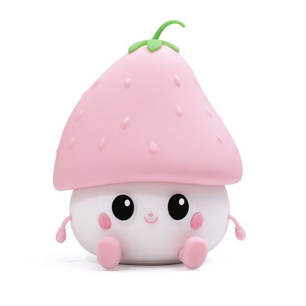 Night Light For Kids Cute Silicone Nursery Strawberries Lamp For Baby And Toddler Kawaii Bedside Timer Lamp For Kid Room