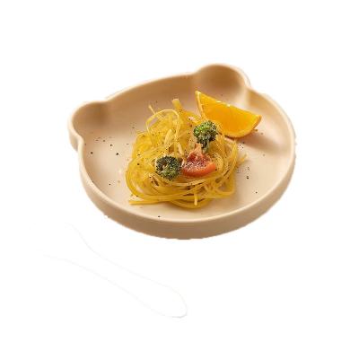 Personalised Baby Bear Childrens Silicone Plates Tableware Suction Anti Fall With Size Is 18*18*4cm And Weight Is 220Gra